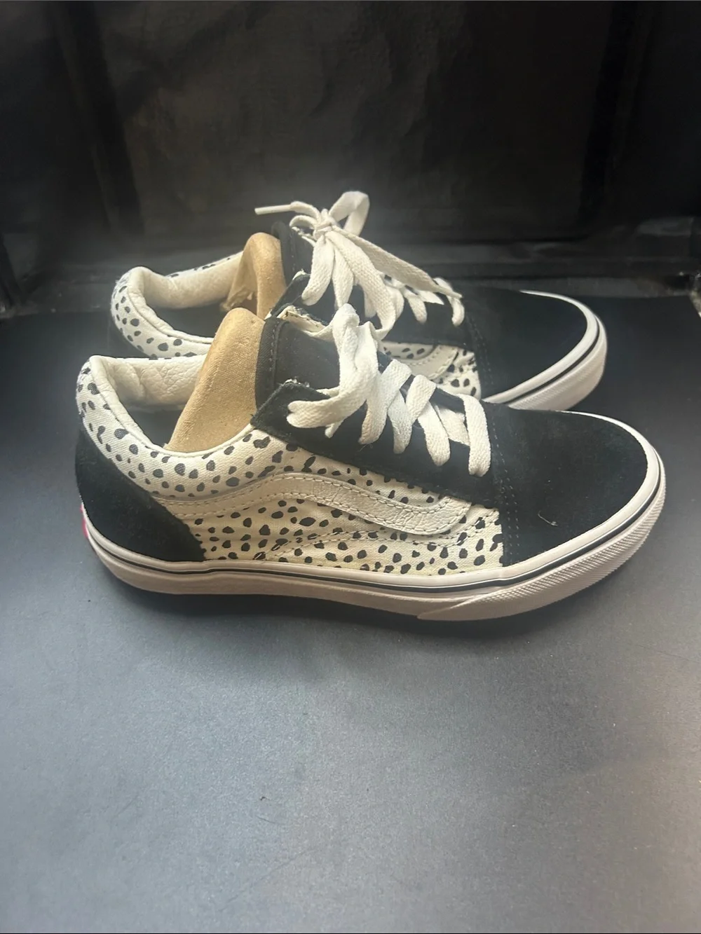 Vans Black and White Low-Top Sneakers with Speckled Sides